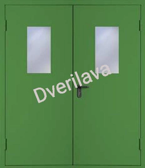 Купить Зеленая двупольная дверь со стеклом